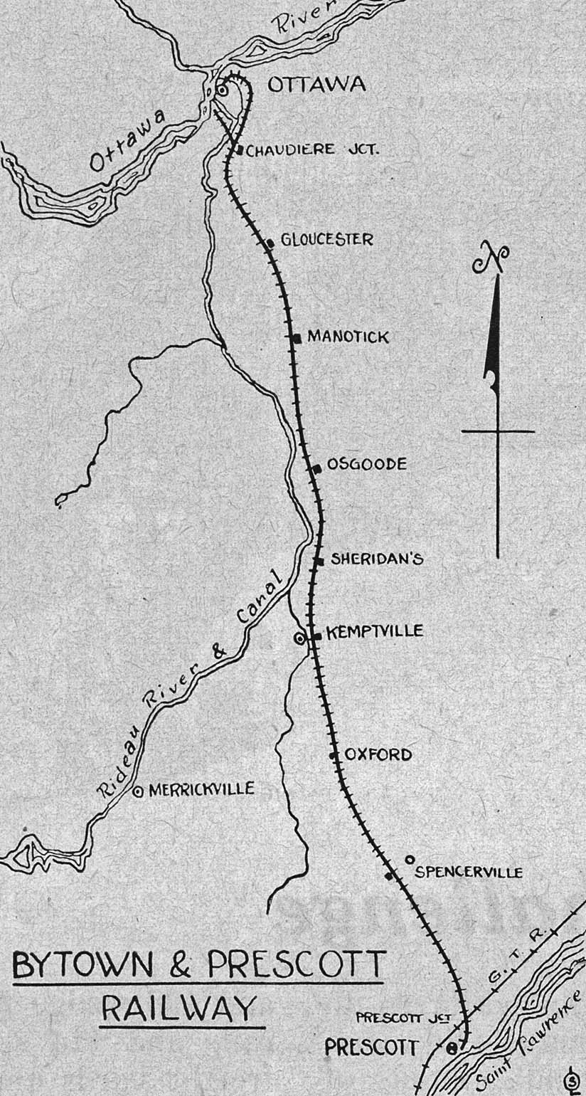 Bytown & Prescott Railway map