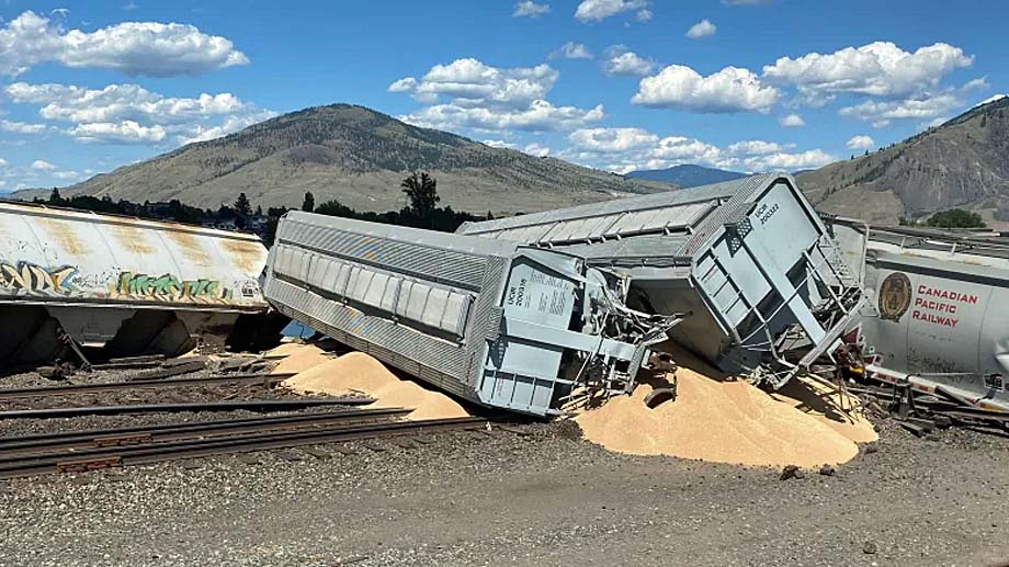 Spilled grain at the Kamloops derailment.