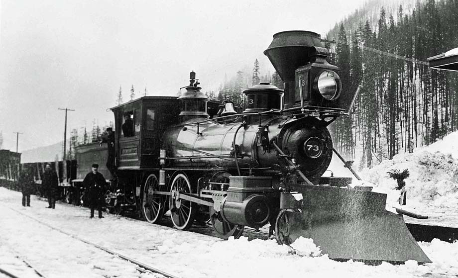 An early Canadian Pacific Railway 4-4-0 Standard locomotive.