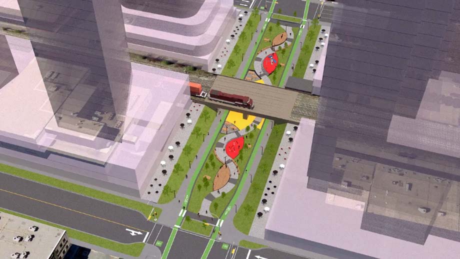 A rendering of the proposed street intersection.