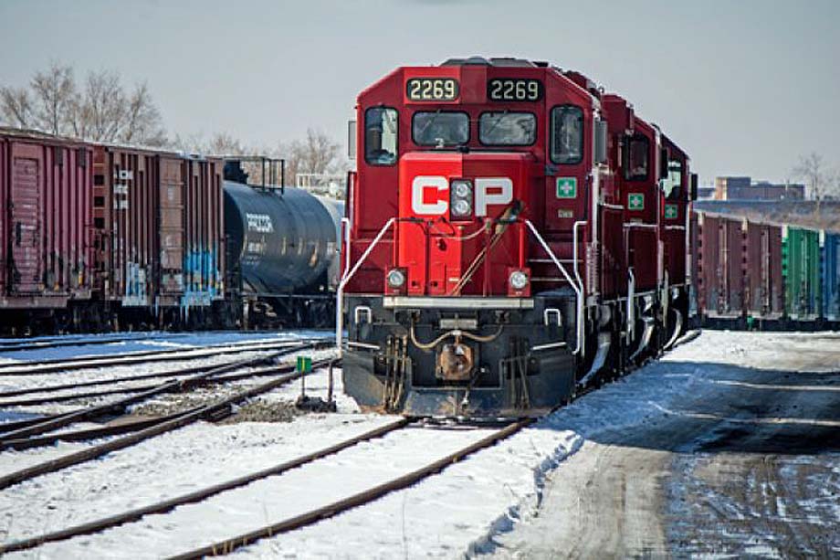 Canadian Pacific units at rest in a yard.