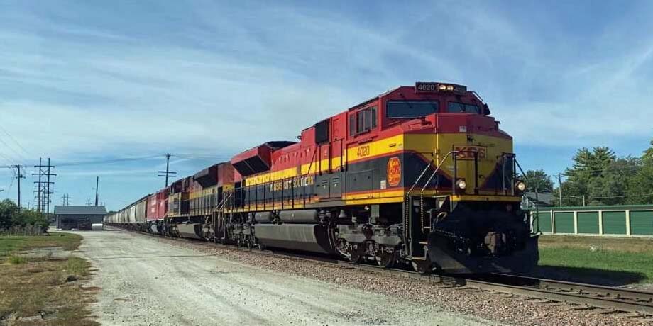 A grain train at Washington, Iowa.