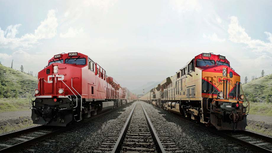 Likely a PhotoShopped photo of CP and KCS trains.