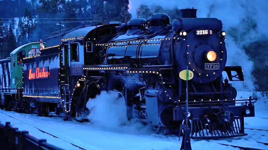 Kettle Valley Steam Railway's Christmas Express locomotive 3716.