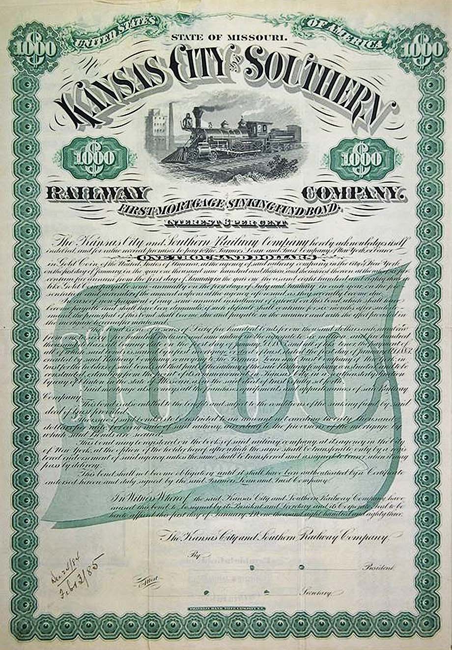 A Kansas City Southern Railway bond.
