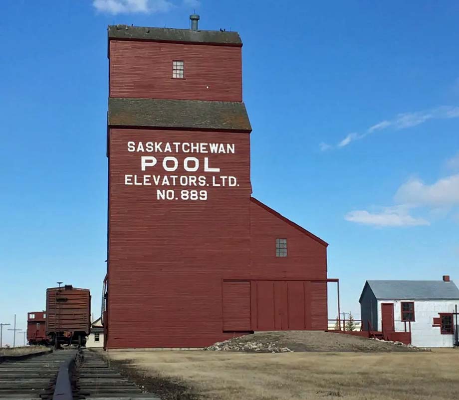 A grain elevator.