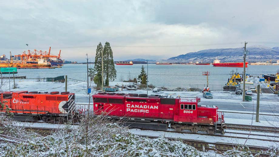 CPKC locomotives in Vancouver.