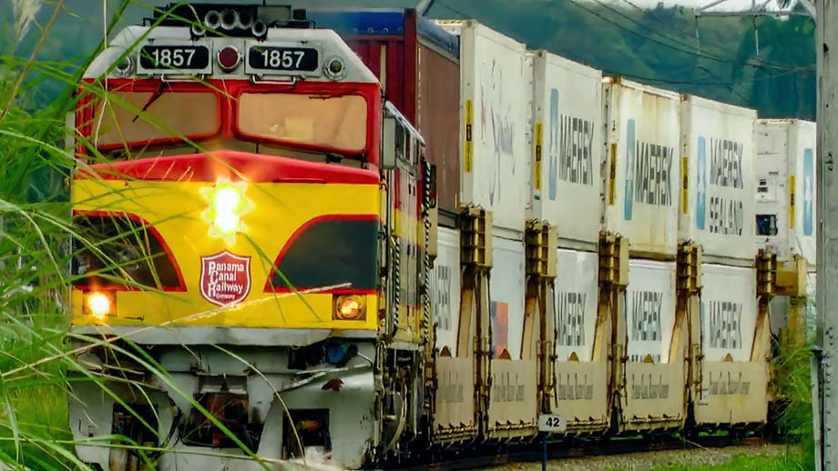 A Panama Canal Railway container train.