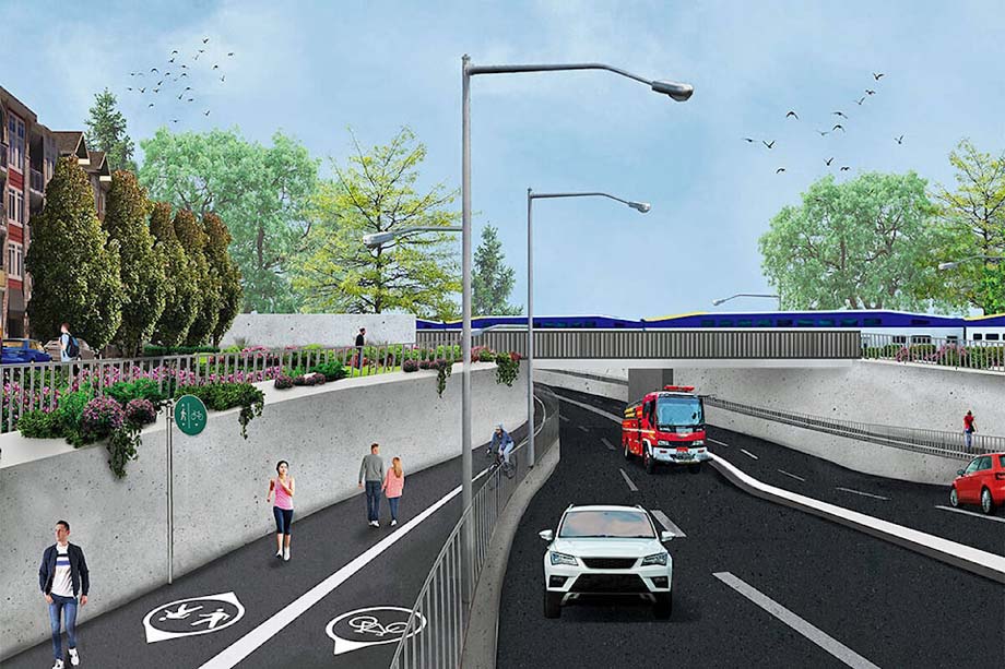 An artist's conception image of the CPKC underpass.
